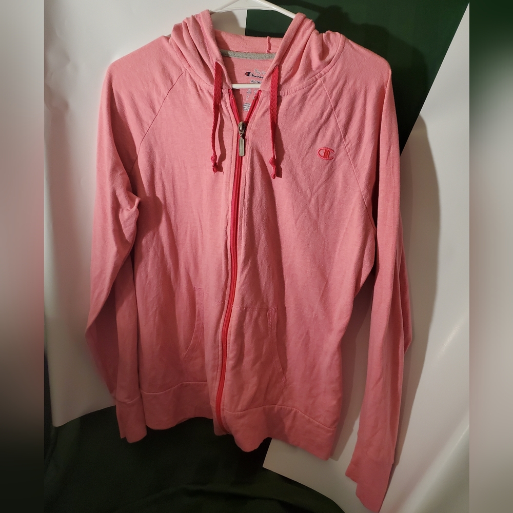 Large Pink Long Sleeve Full Zip Champion Hoody